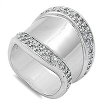 White Cubic Zirconia Micro Pave Ring 925 Sterling Silver Band Jewelry Female Male Unisex Size 6