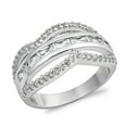 thumbnail image 1 of White Cubic Zirconia Micro Pave Wide Filigree Ring .925 Sterling Silver Band Jewelry Female Size 7, 1 of 4