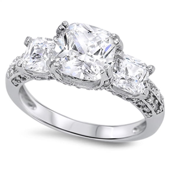White Cubic Zirconia Modern Anniversary Ring .925 Sterling Silver Band Jewelry Female Male Size 3