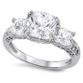 thumbnail image 1 of White Cubic Zirconia Modern Anniversary Ring .925 Sterling Silver Band Jewelry Female Male Size 4, 1 of 4