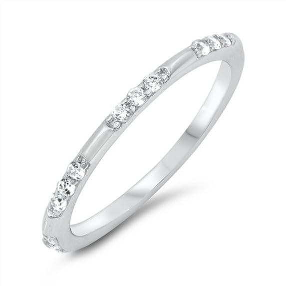 White Cubic Zirconia Modern Wedding Ring .925 Sterling Silver Band Jewelry Female Male Unisex Size 5