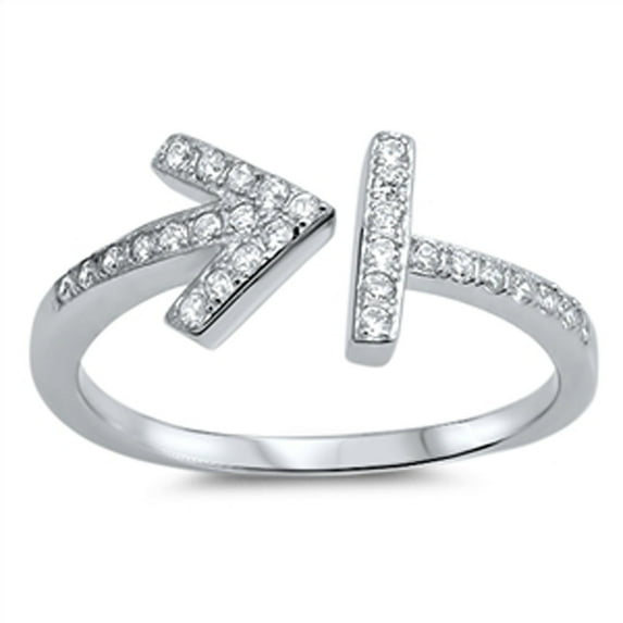White Cubic Zirconia Open Arrow Ring .925 Sterling Silver Band Jewelry Female Male Unisex Size 7