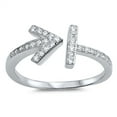 thumbnail image 1 of White Cubic Zirconia Open Arrow Ring .925 Sterling Silver Band Jewelry Female Male Unisex Size 8, 1 of 4