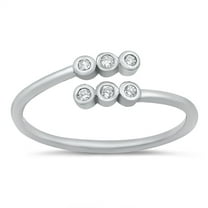 White Cubic Zirconia Open Wrap Ring .925 Sterling Silver Band Jewelry Female Male Unisex Size 9