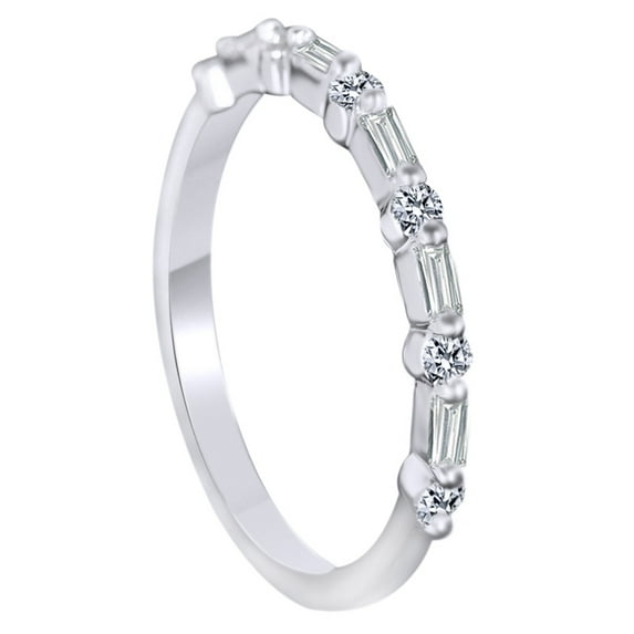 AFFY White Cubic Zirconia Party Band Ring In 14k White Gold