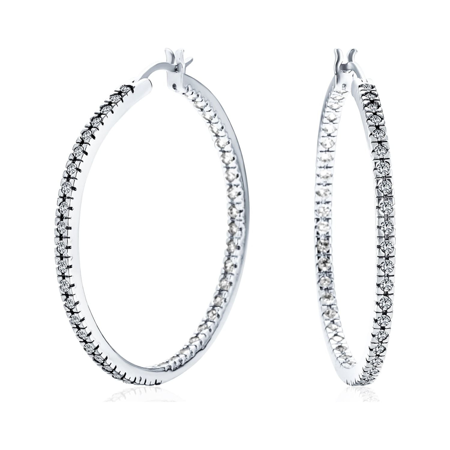 Cubic zirconia hoop earrings inside out sale