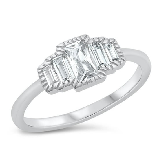 White Cubic Zirconia Promise Engagement Love Ring .925 Sterling Silver Band Jewelry Female Size 8