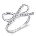 thumbnail image 1 of White Cubic Zirconia Ribbon Infinity Knot Ring Sterling Silver Band 925 Jewelry Female Male Size 6, 1 of 4