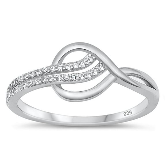White Cubic Zirconia Ring .925 Abstract Sterling Silver Band Jewelry Female Male Unisex Size 5