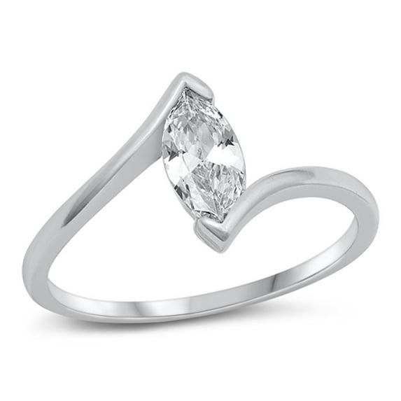 White Cubic Zirconia Ring .925 High Polished Sterling Silver Band Jewelry Female Male Unisex Size 10