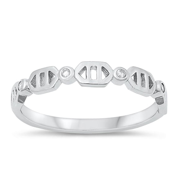 White Cubic Zirconia Ring .925 Sterling Silver Geometric Engagement Band Jewelry Female Male Size 5