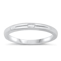 White Cubic Zirconia Ring .925 Sterling Silver Stacking Band Jewelry Female Male Unisex Size 8