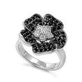 thumbnail image 1 of White Cubic Zirconia Rose Flower Micro Pave Ring .925 Sterling Silver Band Jewelry Female Size 8, 1 of 4