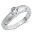 thumbnail image 1 of White Cubic Zirconia Round Bezel Solitaire Ring .925 Sterling Silver Band Jewelry Female Male Size 9, 1 of 4