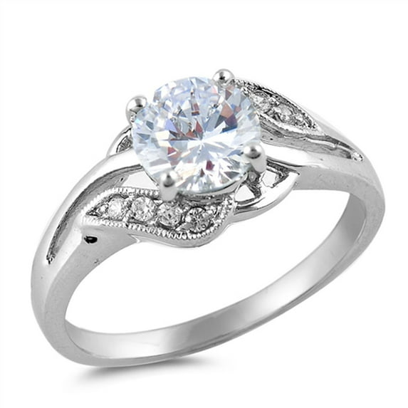 White Cubic Zirconia Round Solitaire Ring .925 Sterling Silver Band Jewelry Female Male Size 9