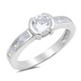 thumbnail image 1 of White Cubic Zirconia Round Wedding Ring .925 Sterling Silver Band Jewelry Female Male Unisex Size 5, 1 of 4