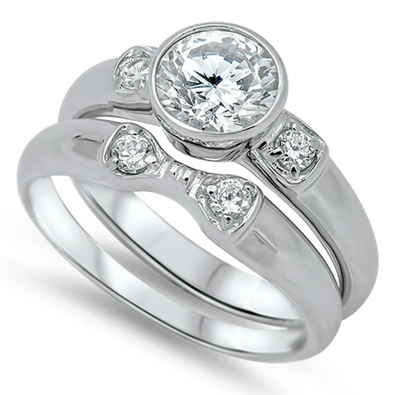 White Cubic Zirconia Solitaire Elegant Ring .925 Sterling Silver Band Jewelry Female Male Size 9