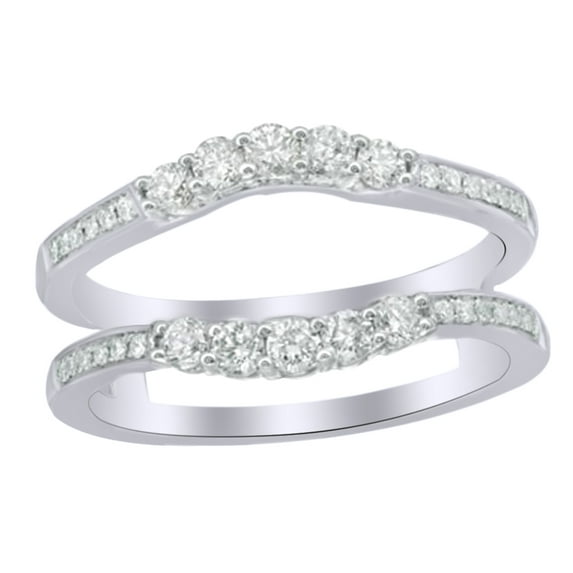 AFFY White Cubic Zirconia Solitaire Enhancer Ring In 14k White Gold (0.5 Cttw)