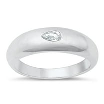 White Cubic Zirconia Solitaire Ring .925 Sterling Silver Wedding Band Jewelry Female Male Size 8