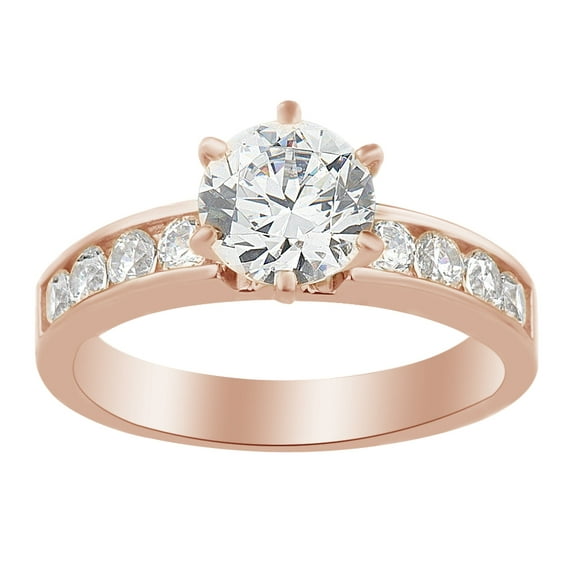 AFFY White Cubic Zirconia Solitaire Ring In 14k Gold Over Sterling Silver (2.05 Cttw)