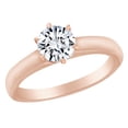 thumbnail image 1 of AFFY White Cubic Zirconia Solitaire Ring in 14k Rose Gold Over Sterling Silver ( 1 Cttw) Size - 13, 1 of 1