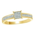 thumbnail image 1 of AFFY White Cubic Zirconia Square Cluster Engagement Ring In 10k Yellow Gold (0.1 Cttw), 1 of 1