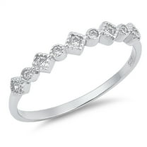 White Cubic Zirconia Stackable Ring .925 Sterling Silver Thin Band Jewelry Female Male Size 10