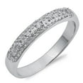 thumbnail image 1 of White Cubic Zirconia Stackable Wedding Set Ring 925 Sterling Silver Band Jewelry Female Male Size 6, 1 of 4