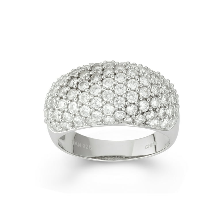 Micro Pave Ring Domed Cubic Zirconia Rhodium on Sterling Silver Nontarnish Micro Pave Ring Domed Cubic Zirconia Rhodium on Sterling Silver Nontarnish