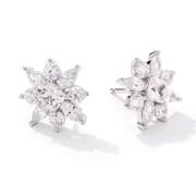 JTV White Cubic Zirconia Stud Earrings, Rhodium Over Sterling Silver, 4.15 ctw   Statement CZ Earrings