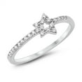 thumbnail image 1 of White Cubic Zirconia Studded Cutout Star Ring .925 Sterling Silver Band Jewelry Female Male Size 10, 1 of 4