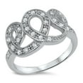 thumbnail image 1 of White Cubic Zirconia Swirl Criss Cross Knot Ring .925 Sterling Silver Band Jewelry Female Size 8, 1 of 4