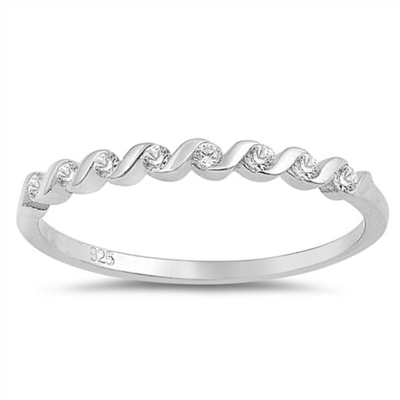 White Cubic Zirconia Swirl Elegant Ring .925 Sterling Silver Band Jewelry Female Male Unisex Size 5