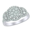 thumbnail image 1 of AFFY White Cubic Zirconia Three Stone Cluster Frame Ring In 10k White Gold (1 Cttw), 1 of 1
