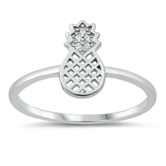 White Cubic Zirconia Trendy Pineapple Ring .925 Sterling Silver Band Jewelry Female Male Size 5