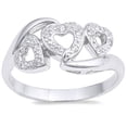 thumbnail image 1 of White Cubic Zirconia Triple Heart Halo Promise Ring .925 Sterling Silver Band Jewelry Female Size 6, 1 of 4