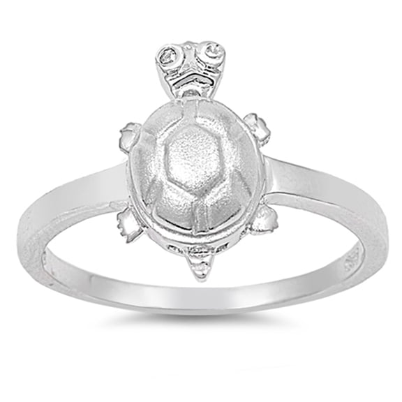 White Cubic Zirconia Turtle Hawaiian Animal Ring .925 Sterling Silver Band Jewelry Female Size 5