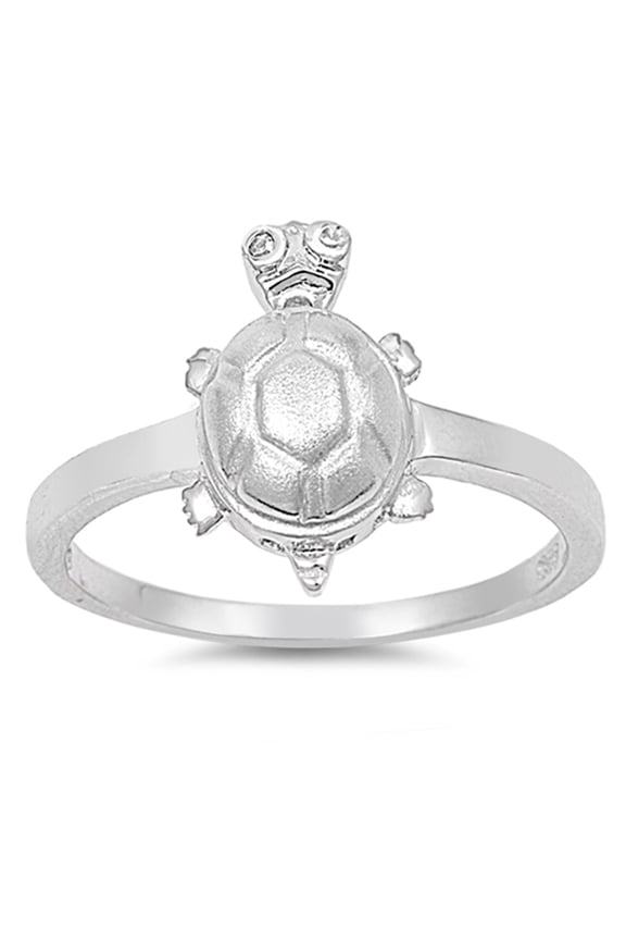 White Cubic Zirconia Turtle Hawaiian Animal Ring .925 Sterling Silver Band Jewelry Female Size 5