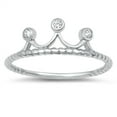 thumbnail image 1 of White Cubic Zirconia Twisted Rope Crown Ring .925 Sterling Silver Band Jewelry Female Male Size 8, 1 of 4