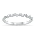 thumbnail image 1 of White Cubic Zirconia Twisted Stacking Ring .925 Sterling Silver Band Jewelry Female Male Size 6, 1 of 4
