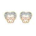 thumbnail image 1 of AFFY White Cubic Zirconia Two Tone Heart With Bow Stud Earrings 14k Yellow Gold Over Sterling Silver, 1 of 1