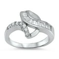 thumbnail image 1 of White Cubic Zirconia Wave Criss Cross Pave Ring .925 Sterling Silver Band Jewelry Female Male Size 7, 1 of 4