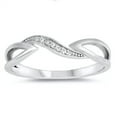 thumbnail image 1 of White Cubic Zirconia Wave Loop Knot Dainty Ring 925 Sterling Silver Band Jewelry Female Male Size 6, 1 of 4