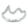 thumbnail image 1 of White Cubic Zirconia Wave Ocean Tide Ring .925 Sterling Silver Band Jewelry Female Male Size 9, 1 of 4