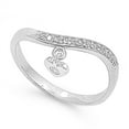 thumbnail image 1 of White Cubic Zirconia Waved Heart Hanging Ring .925 Sterling Silver Band Jewelry Female Male Size 6, 1 of 4