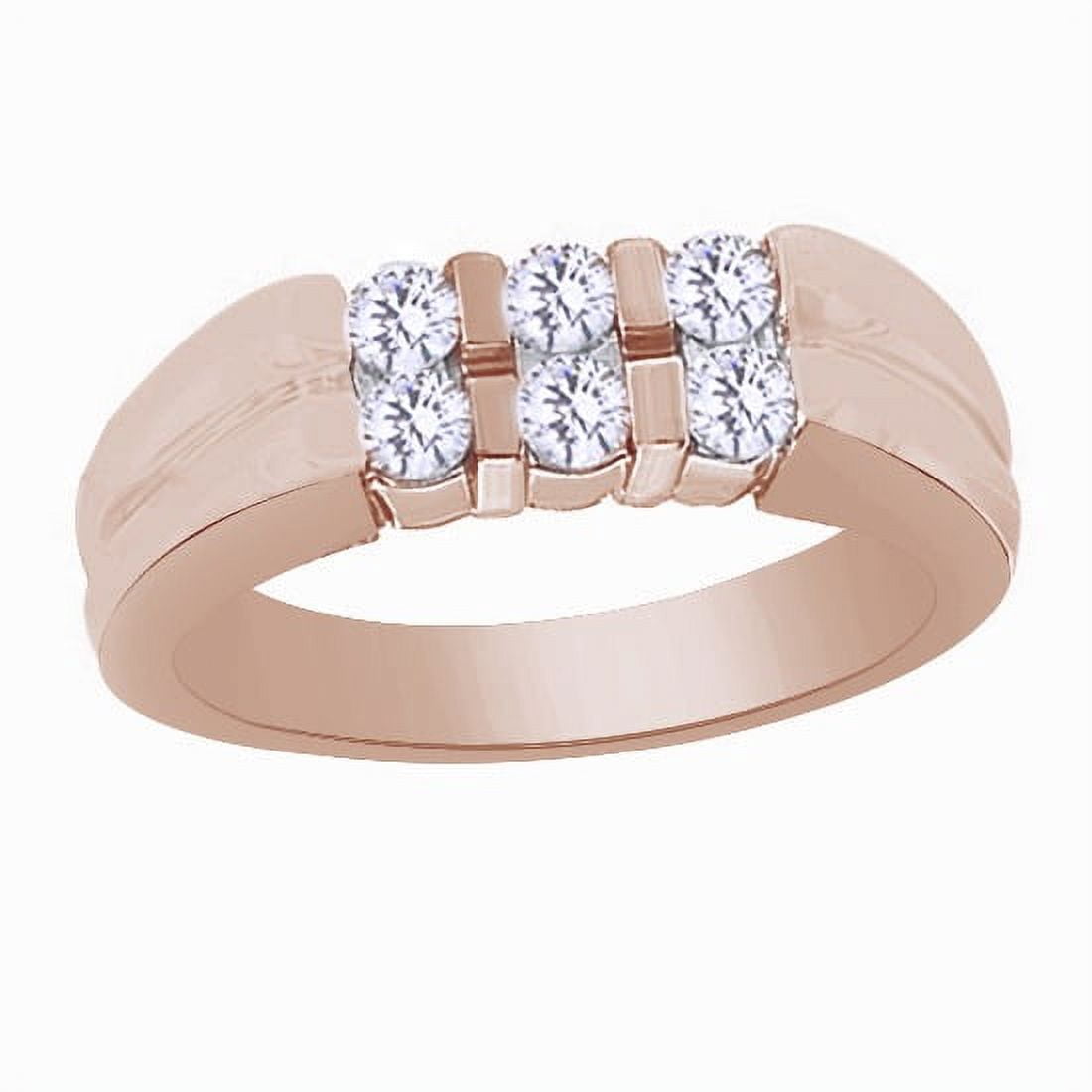 AFFY White Cubic Zirconia Wedding Band Ring For Men's In 14k Rose Gold ...