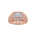 thumbnail image 1 of White Cubic Zirconia Wedding Band Ring For Men's In 14k Rose Gold Over Sterling Silver (1.34 Cttw), 1 of 5