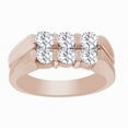 thumbnail image 1 of AFFY White Cubic Zirconia Wedding Band Ring For Men's In 14k Rose Gold Over Sterling Silver (1.5 Cttw), 1 of 1