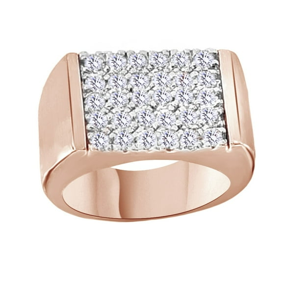 AFFY White Cubic Zirconia Wedding Band Ring For Men's In 14k Rose Gold Over Sterling Silver (1.5 Cttw)