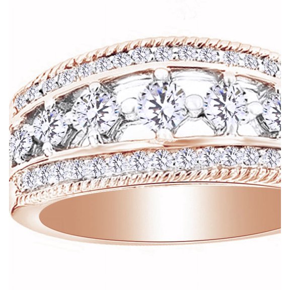 AFFY White Cubic Zirconia Wedding Band Ring For Men's In 14k Rose Gold Over Sterling Silver (1.54 Cttw) By